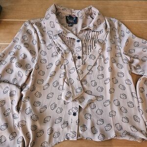 Womens Forever 21 x Hello Kitty Long Sleeve Blouse Size Large